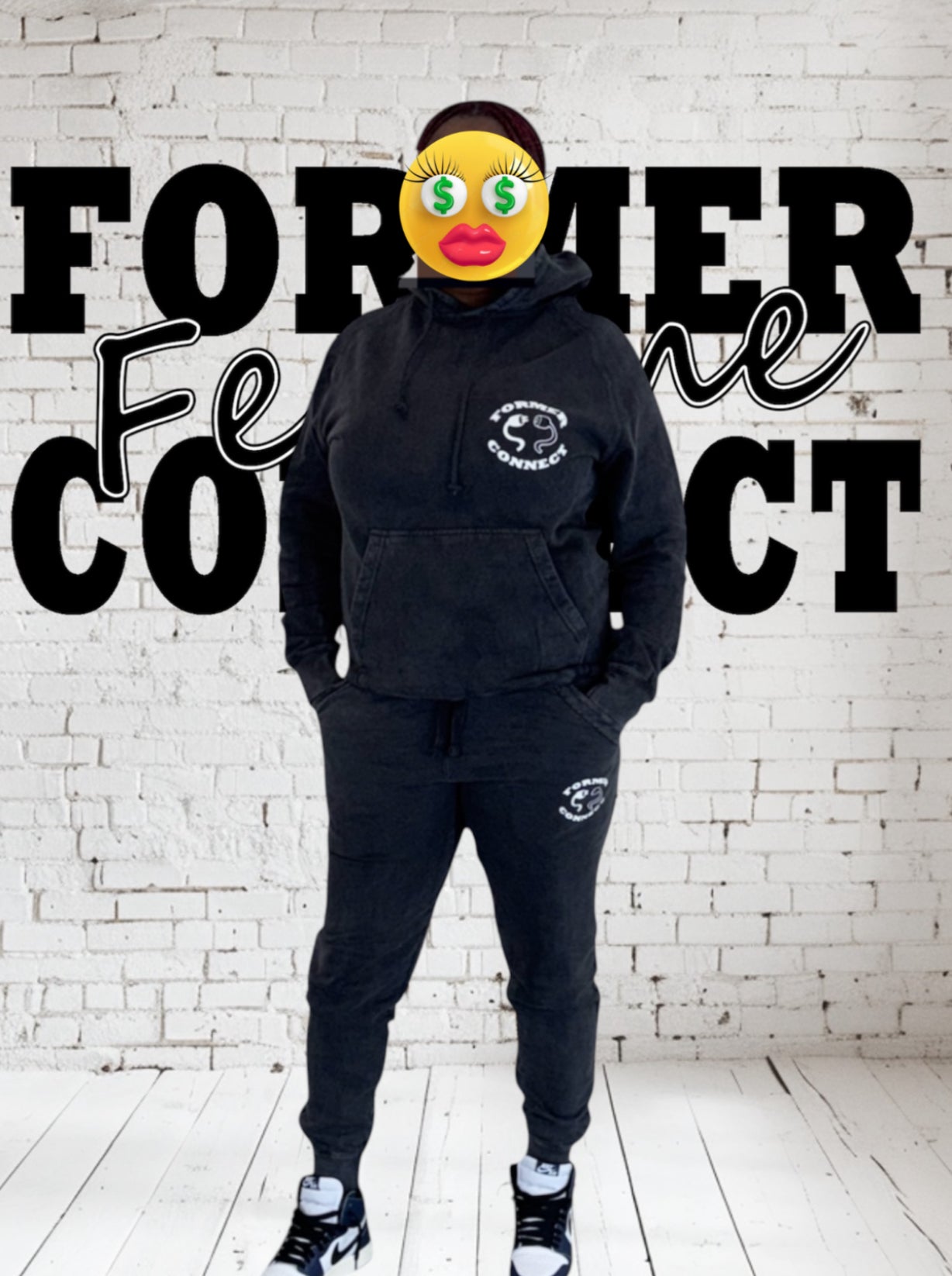 FC Femme Bespoke Hoodie- Black Vintage
